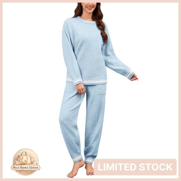 Fleece Pajama Set Cozy Fuzzy Lounge Wear Long Sleeve Two Piece Sleepwear